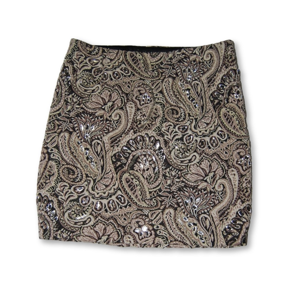 Guess tapestry & rhinestones paisley bodycon skirt